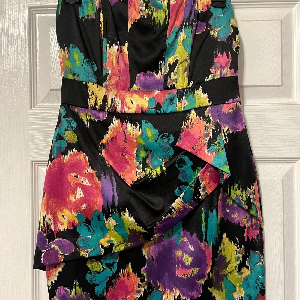 Multicolor Strapless Cocktail Dress